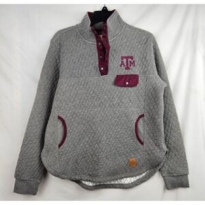 Three Square Texas A&M Aggies‎ Quilted Snap Pullover Sweatshirt Grey Maroon Med